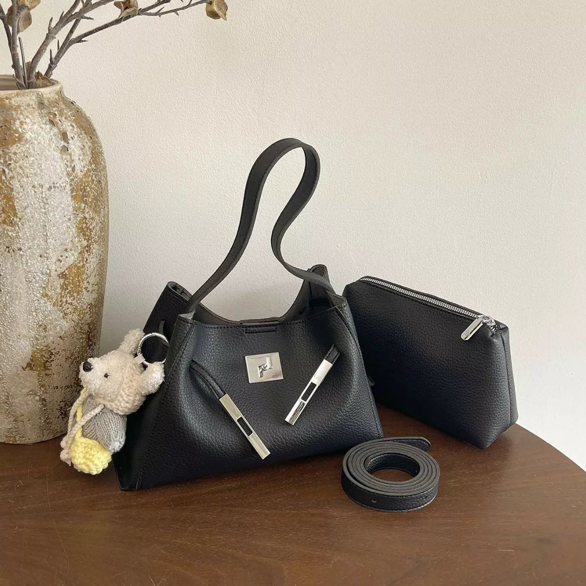 Lock Detail Crossbody Bag