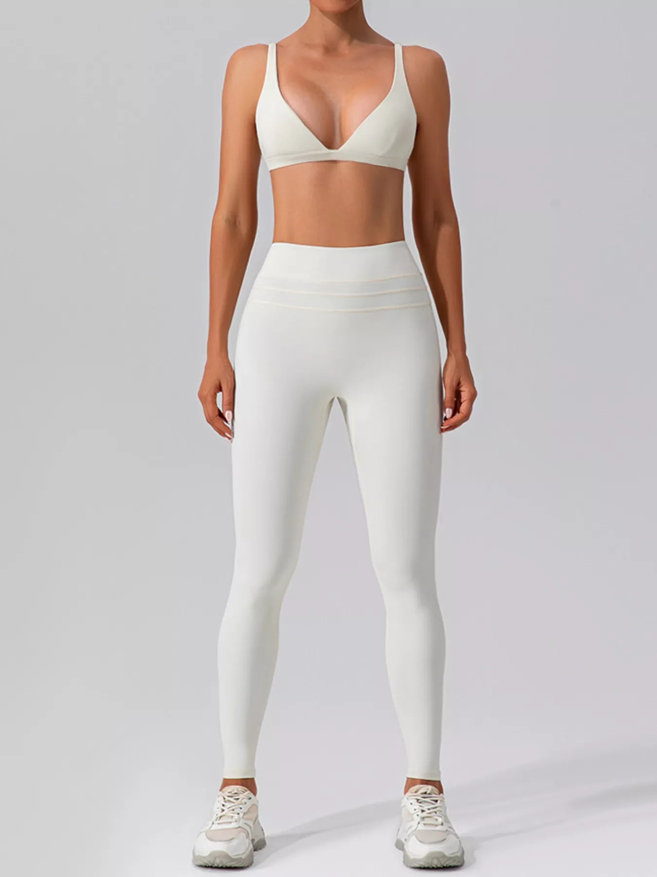 V-Neck Tank and High-Waisted Seamless Pants Active Set