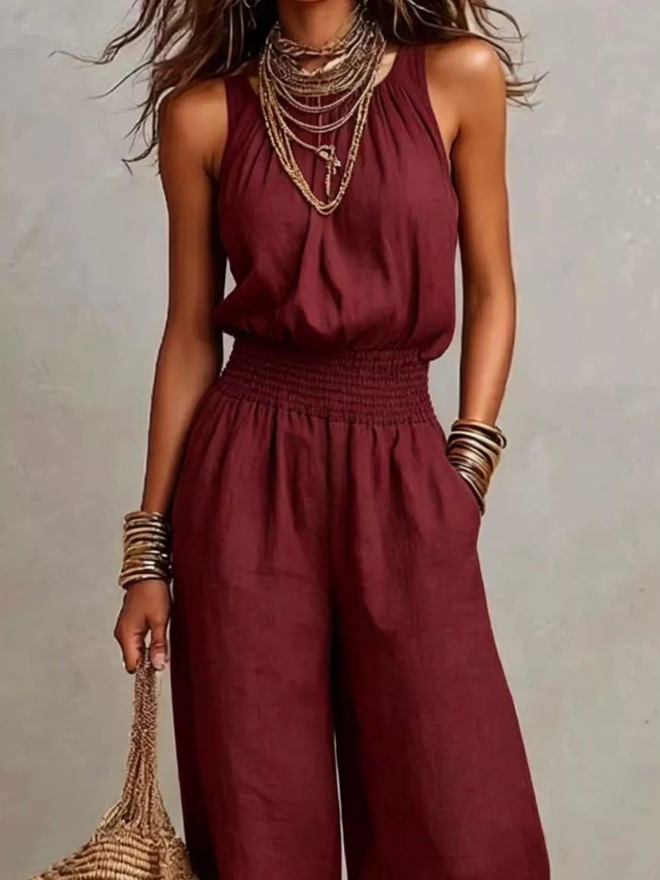 Elegant Halter Neck Wide-Leg Jumpsuit