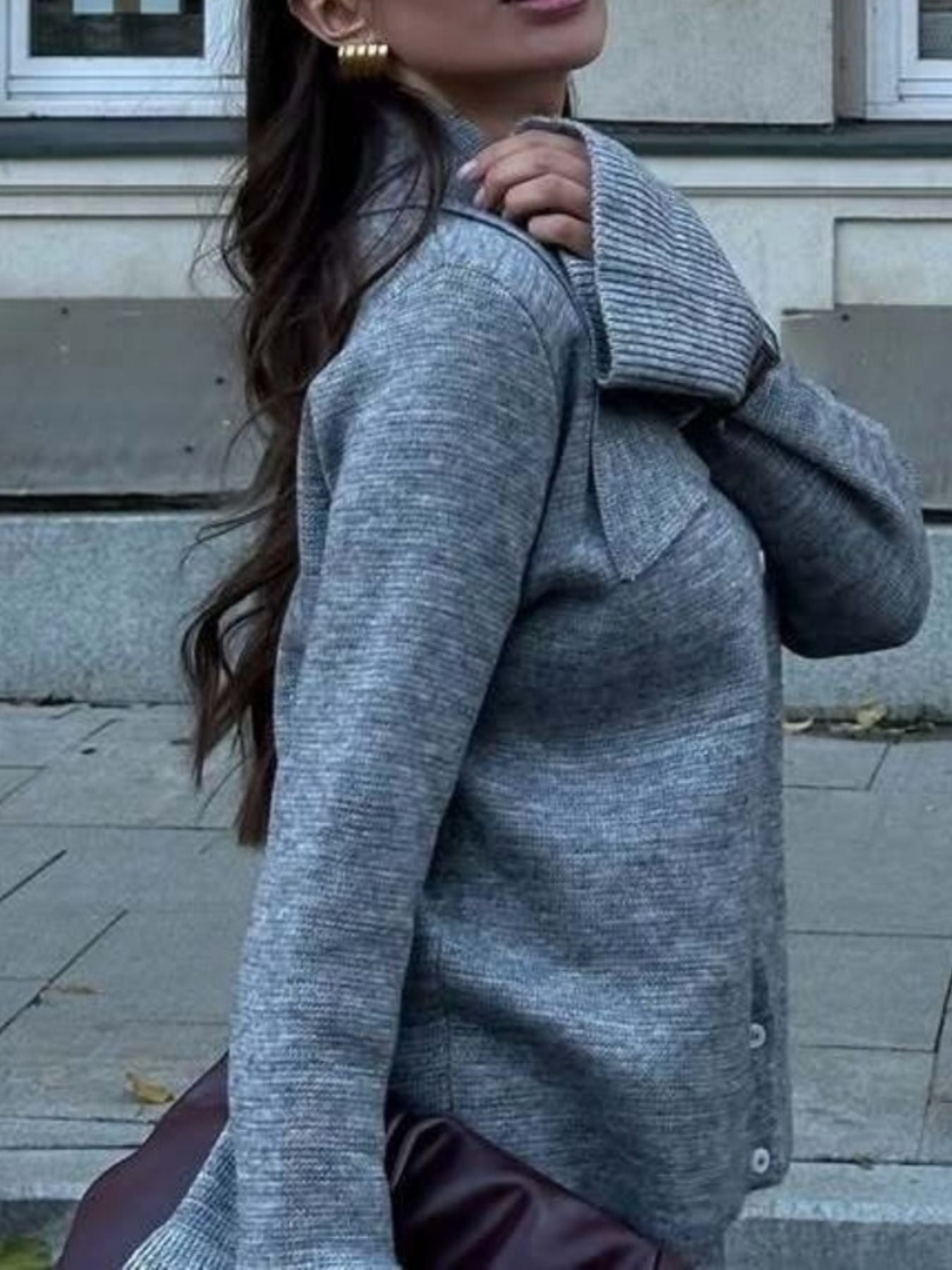 Button Down Long Sleeve Cardigan and Skirt Knit Set