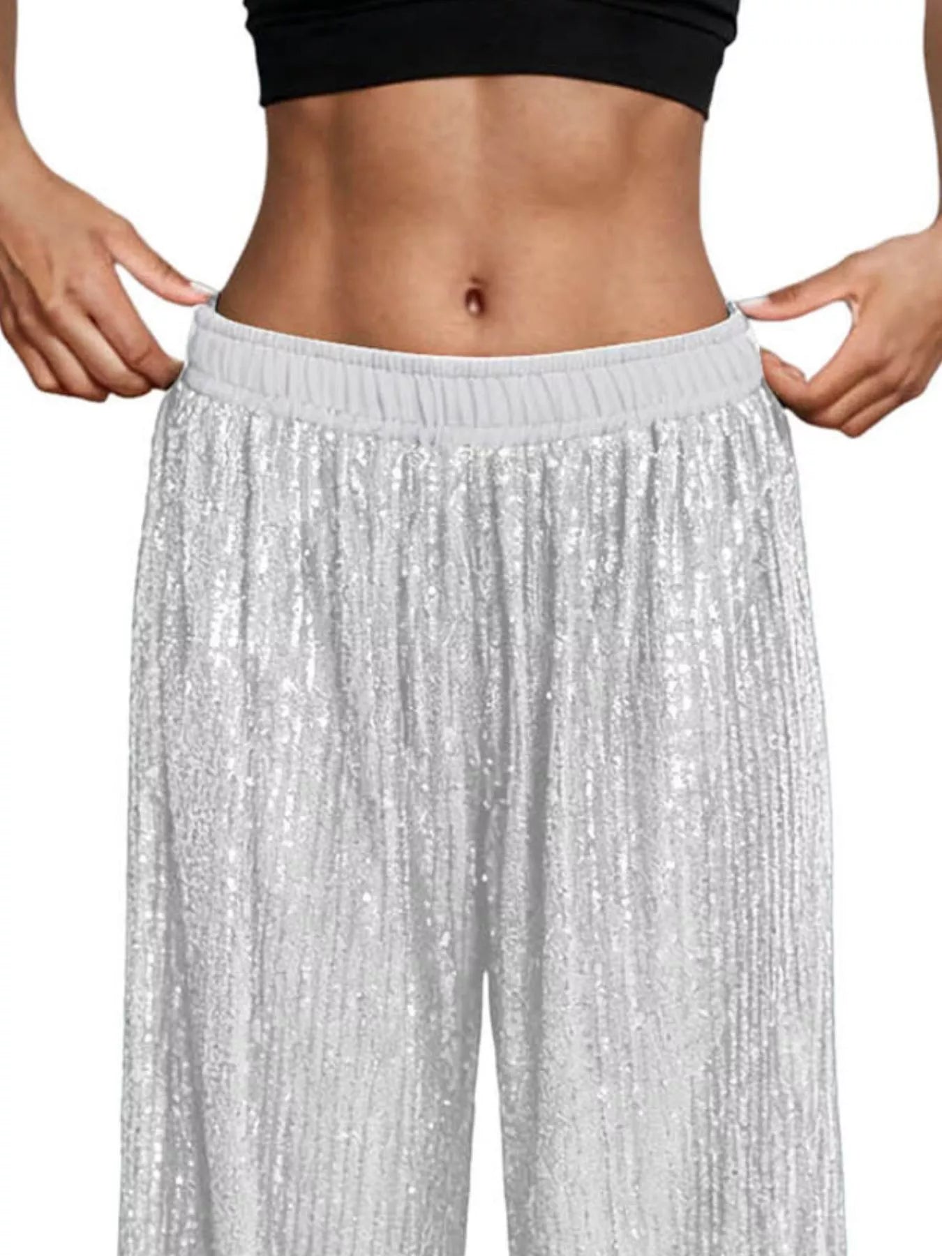 Sequin Wide-Leg Pants