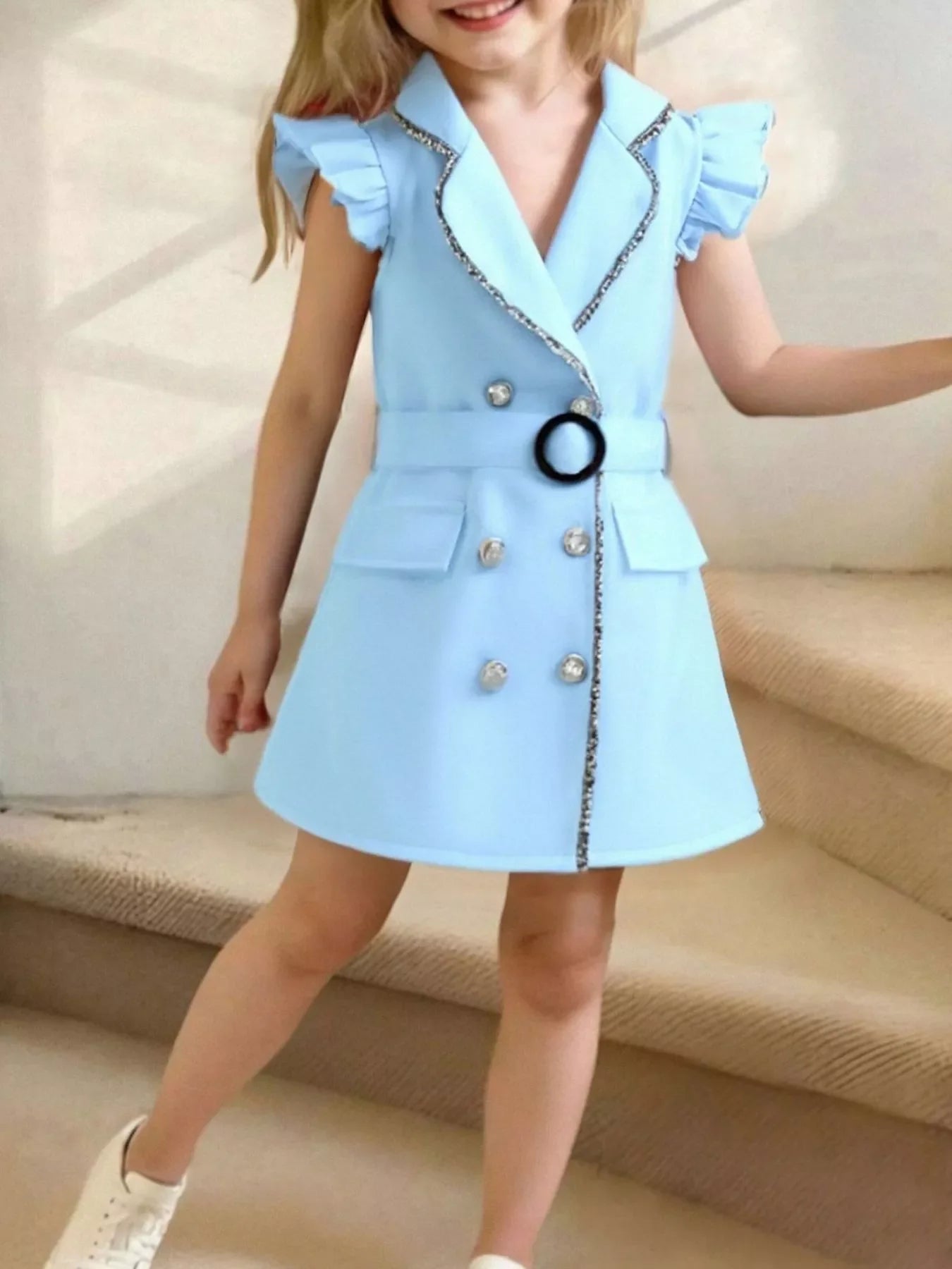 Children's Double Breasted Belt Dress