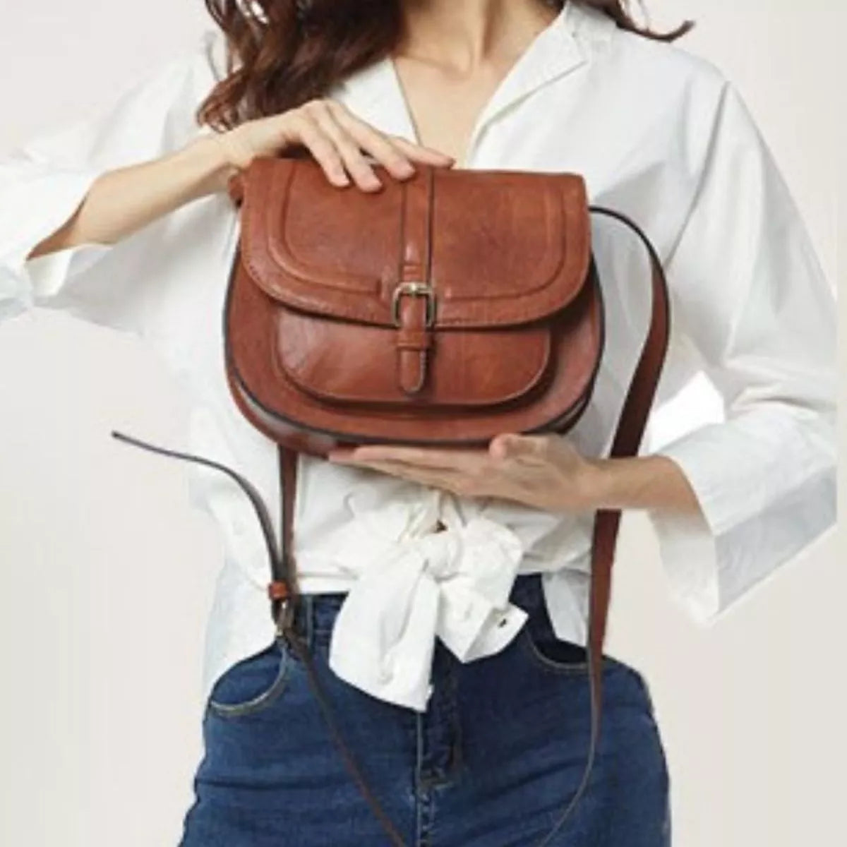 Buckle Leather Crossbody Bag