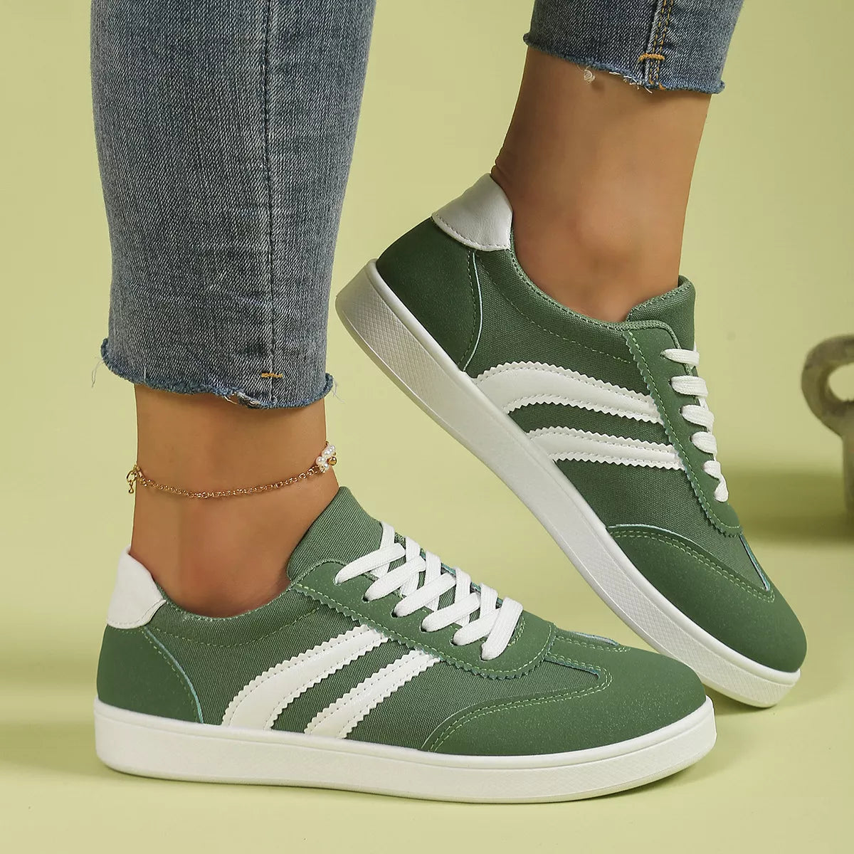 Casual Striped Flats Sneakers