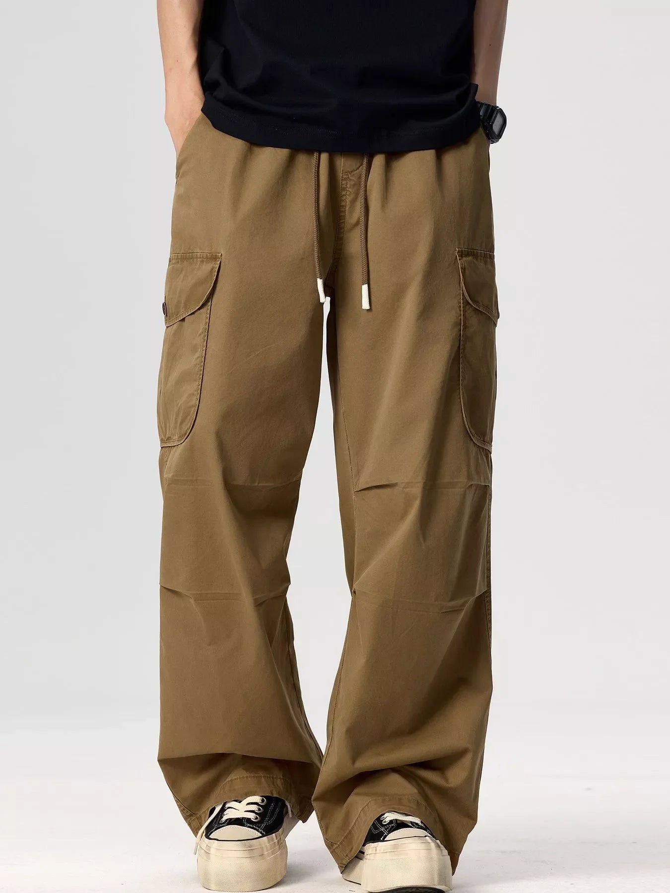 Men's Plus Size Drawstring Wide Leg Cargo Pants