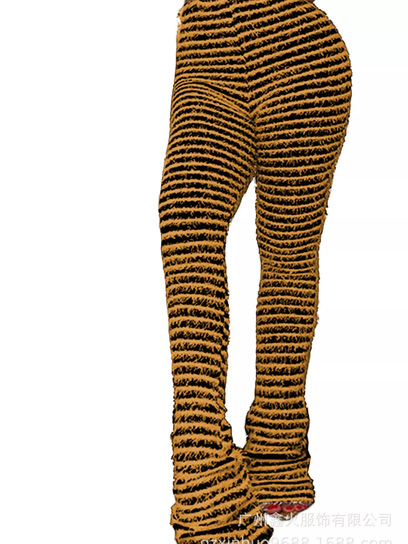 Striped Fuzzy Textured Knit Pants