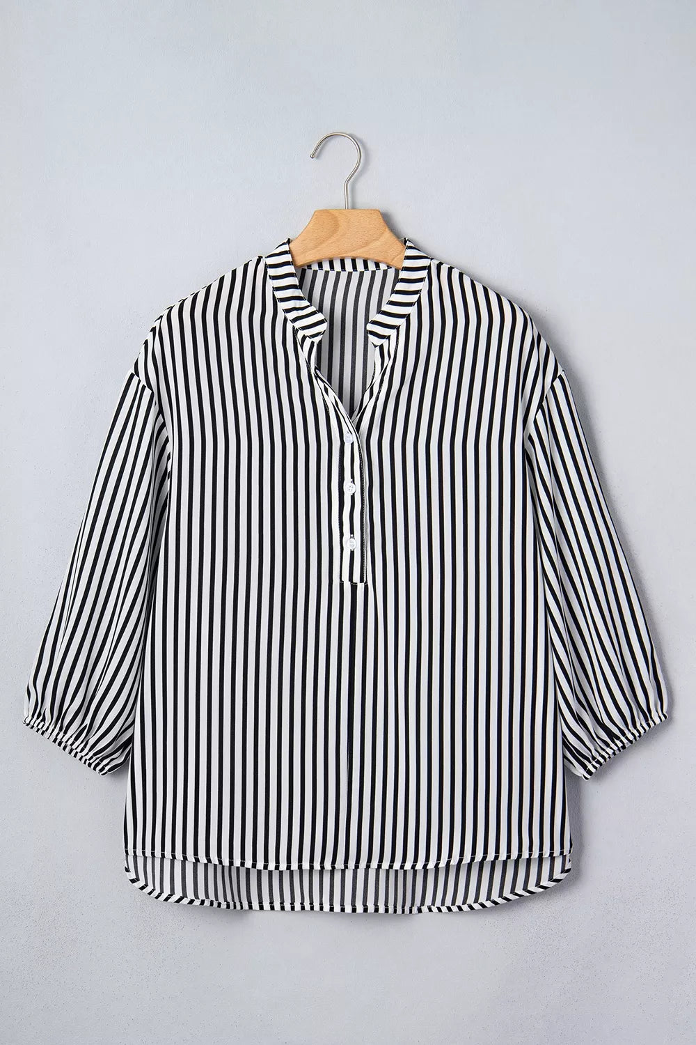 Striped Half Sleeve Button-Up Shirt
