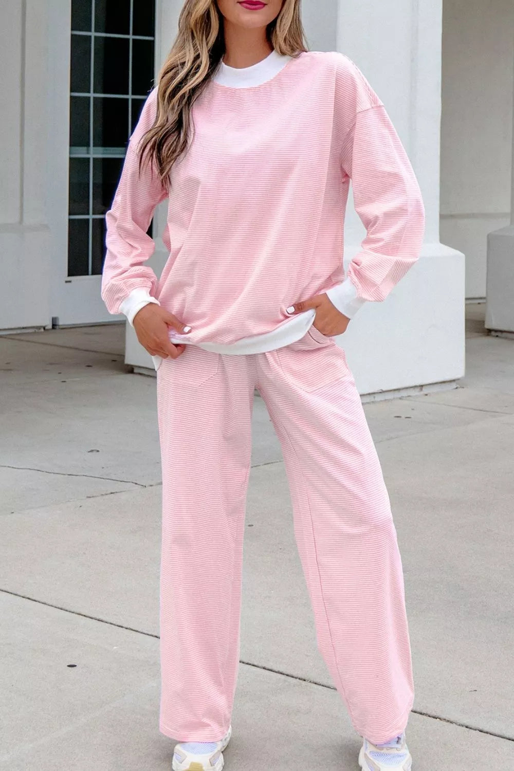 Striped Long Sleeve Top and Pants Set