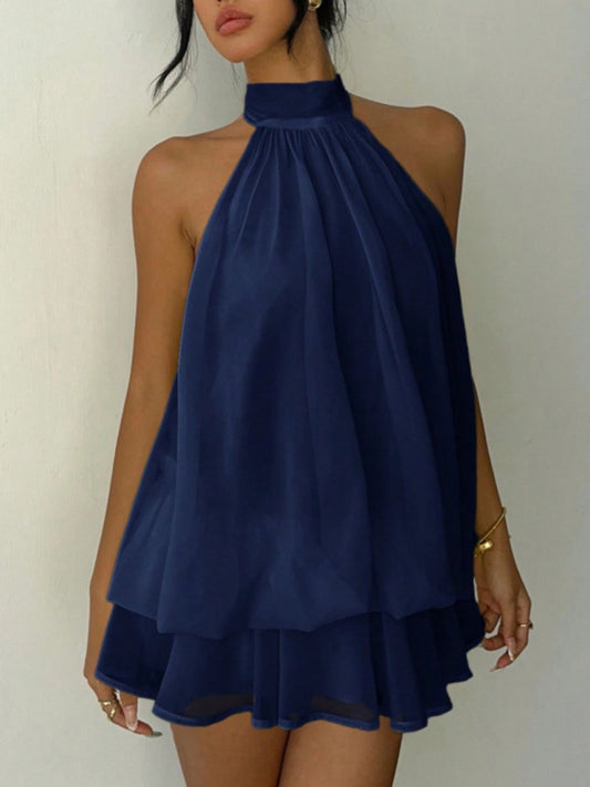 Halter Neck Layered Mini Dress