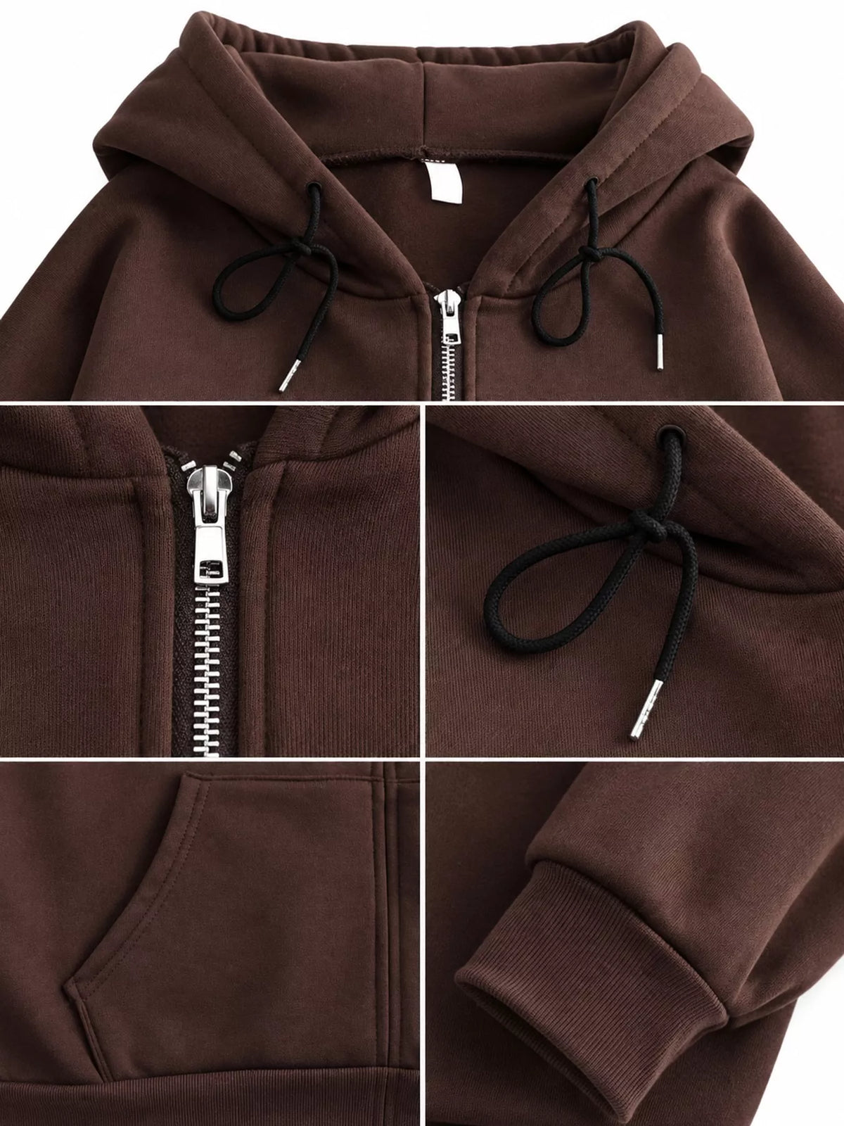 Full Size Oversized Solid Zip-Up Hoodie with Drawstring Plus Size