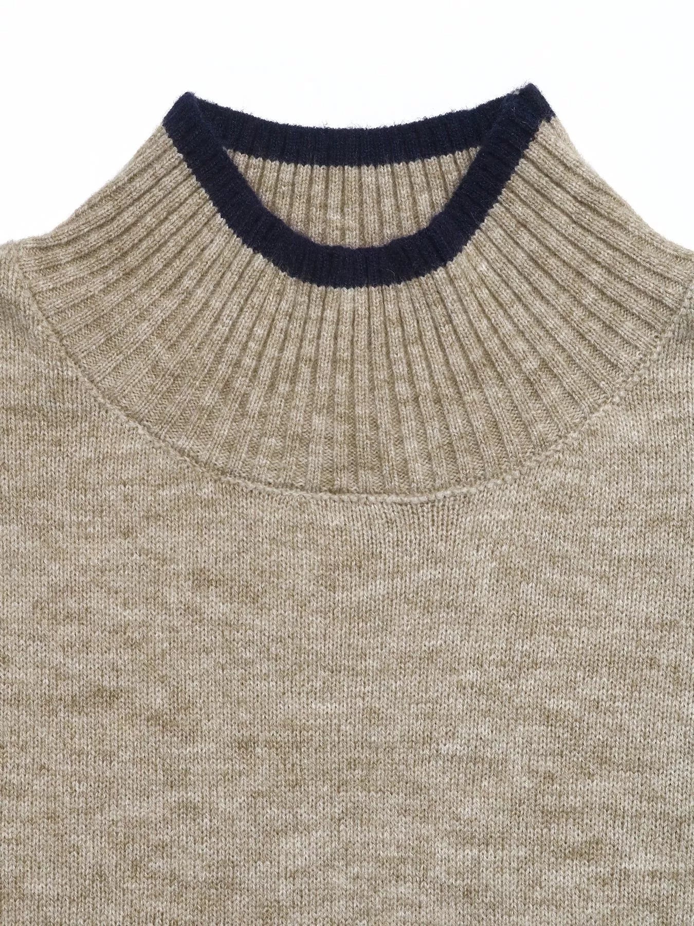Cozy Mock Neck Sweater with Contrast Trim