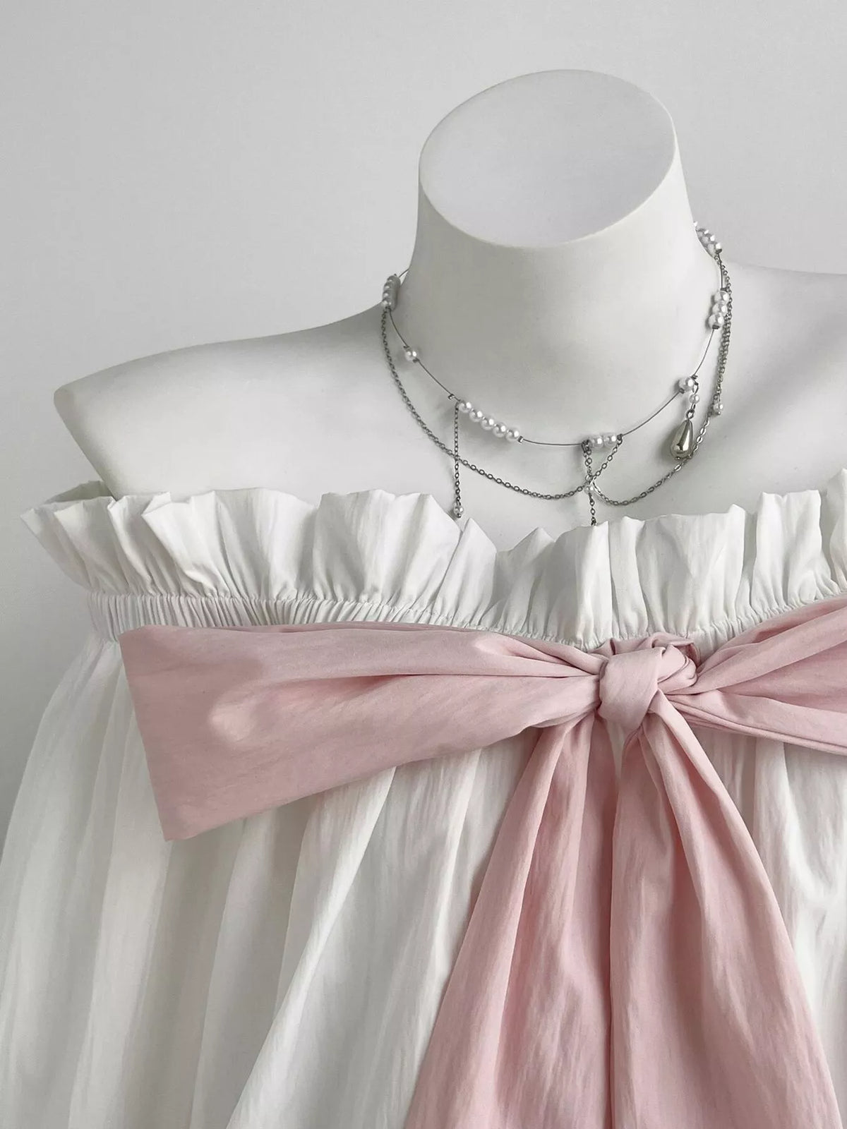 Bow Off-Shoulder Long Sleeve Blouse