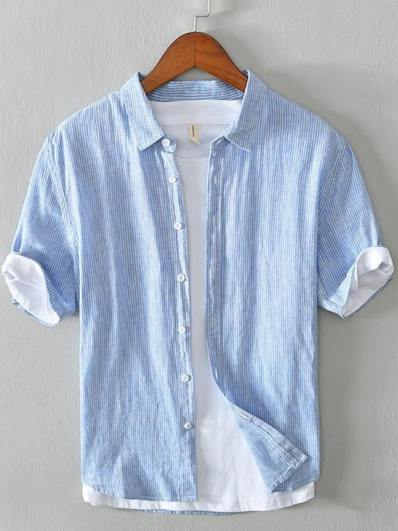 Men's Plus Size Casual Striped Short Sleeve Shirt