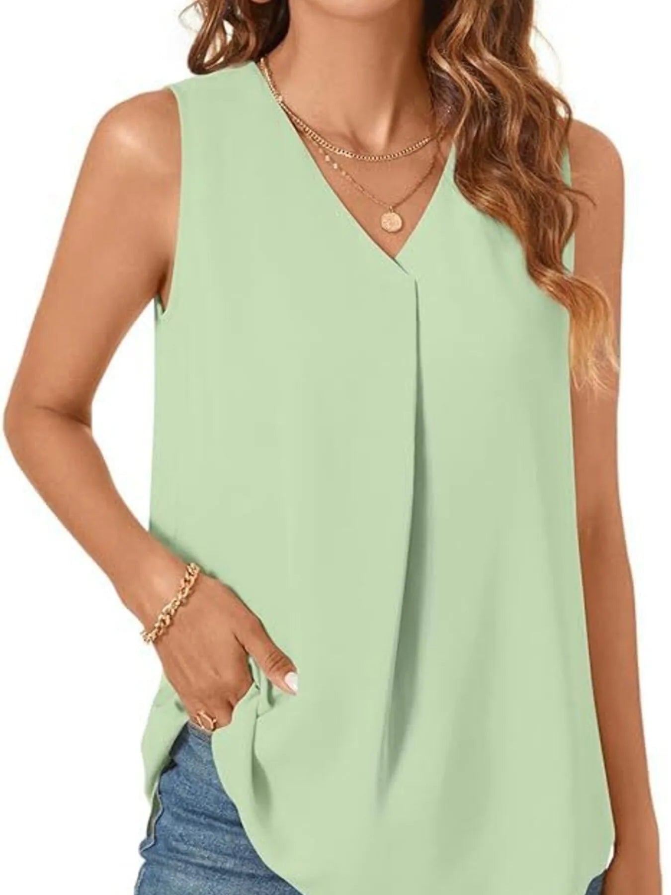 Full Size V-Neck Sleeveless Tank Top Plus Size