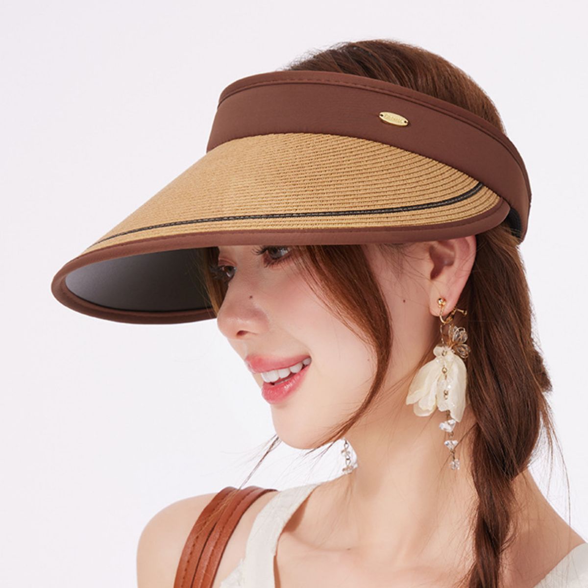 Wide Brim Straw Visor Hat