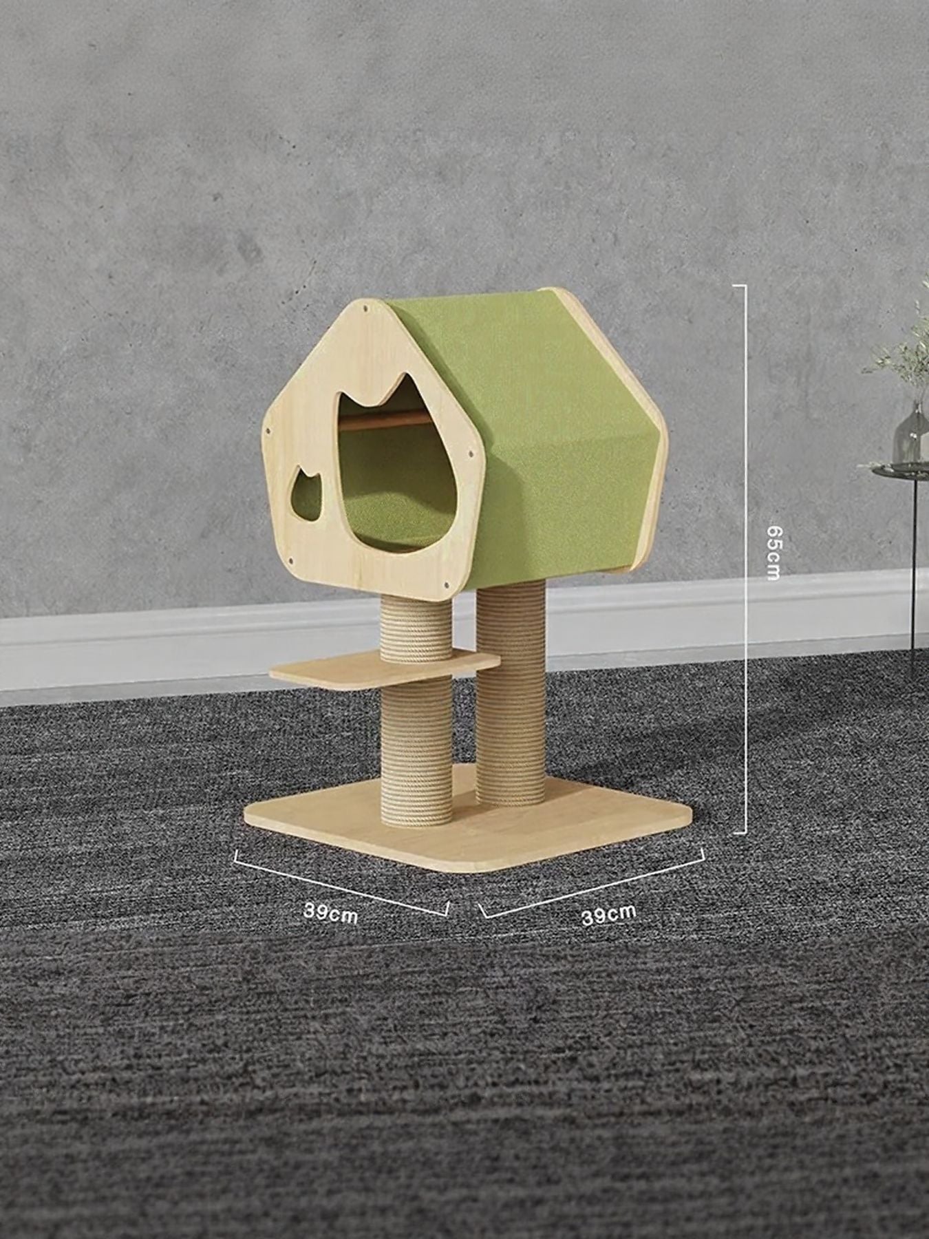 Modern Wooden Cat Condo with Scratching Post