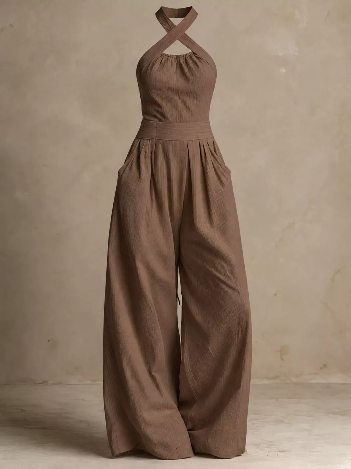 Full Size Halter Neck Wide-Leg Jumpsuit Plus Size