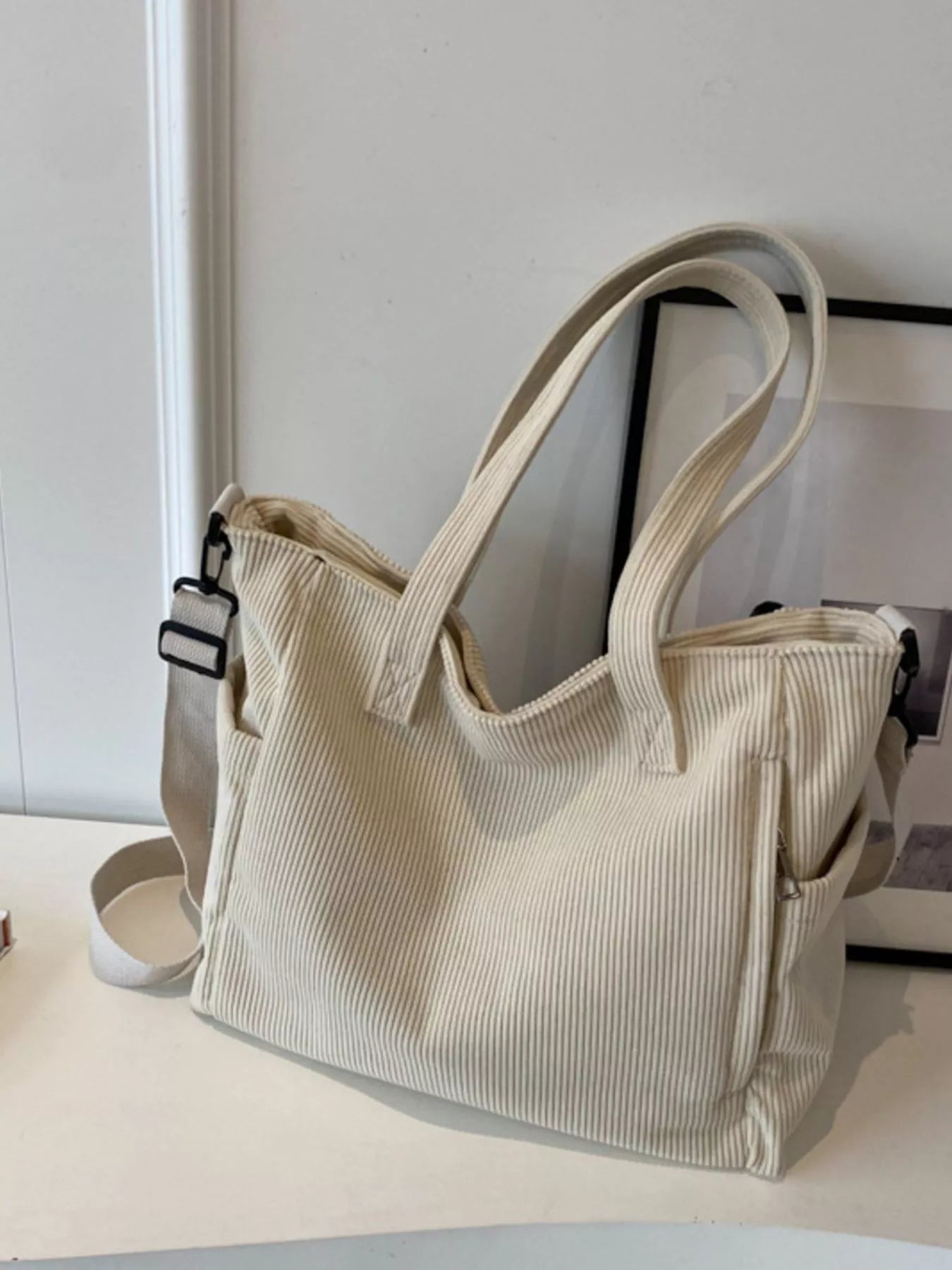Corduroy Solid Color Handbag