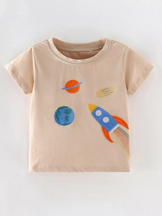 Children's Space Adventure Embroidered T-Shirt