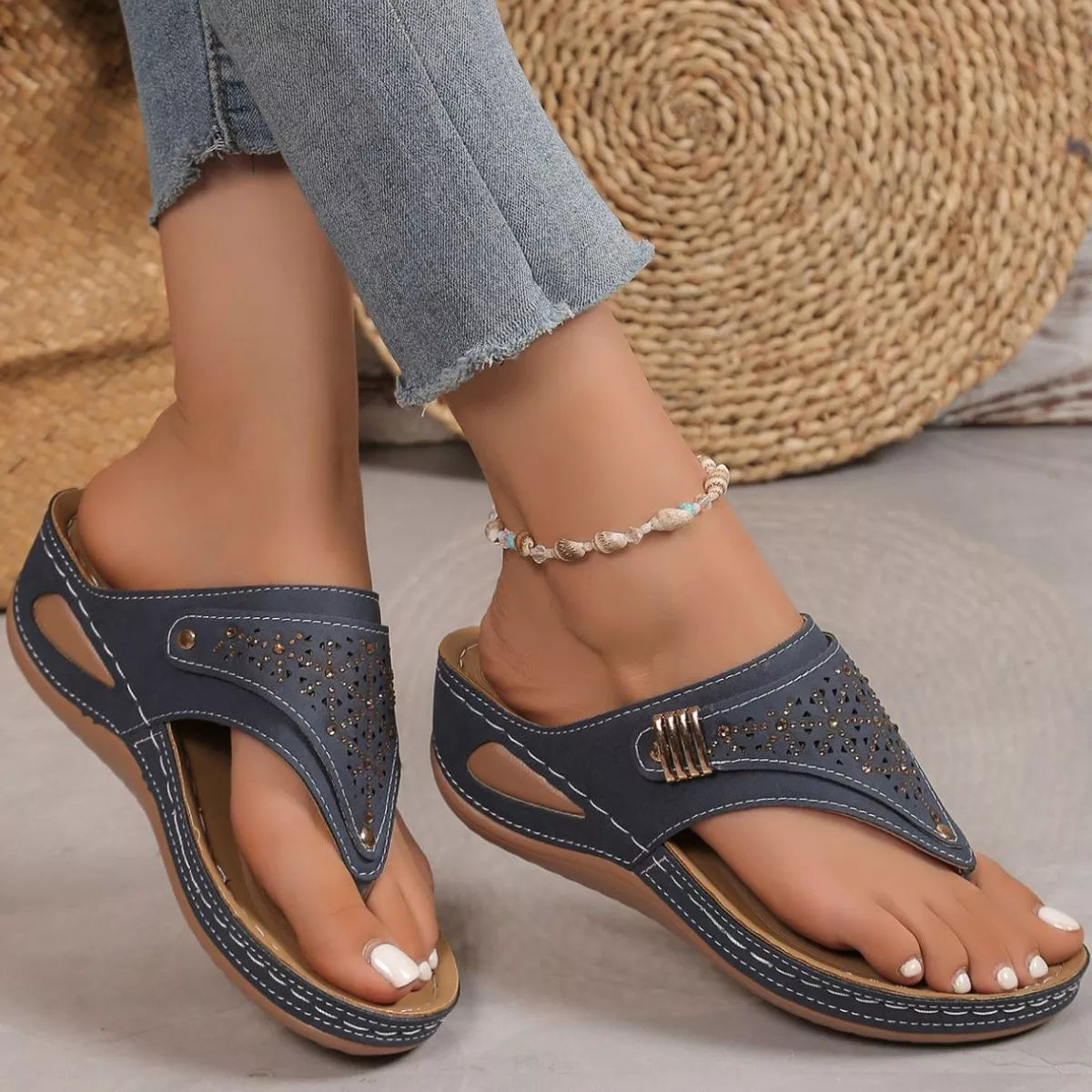Toe Post Wedge Sandals