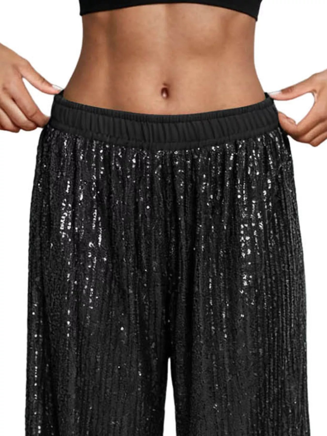 Sequin Wide-Leg Pants