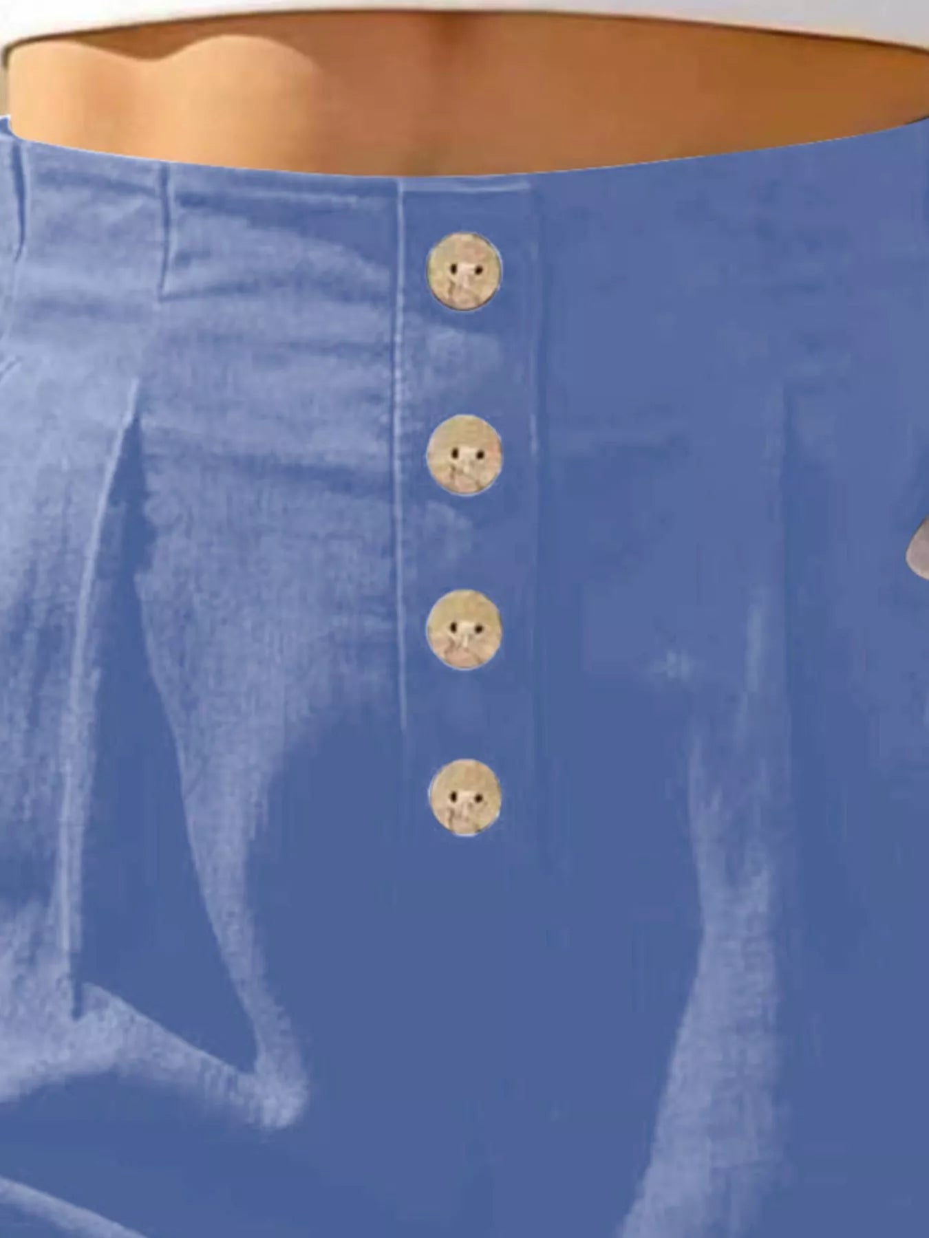 Button Fly High Waist Shorts