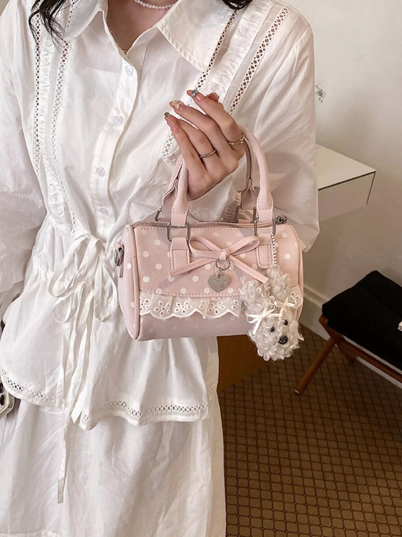 Polka Dot Bow Crossbody Bag