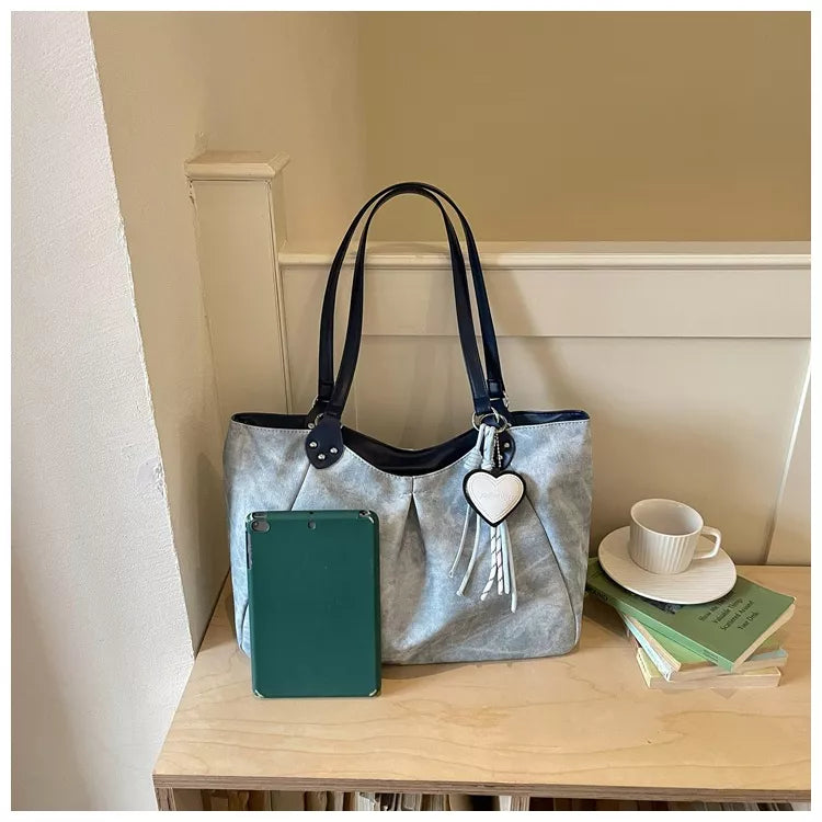 Ruched PU Leather Shoulder Bag