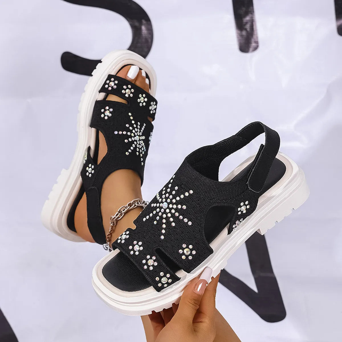 Rhinestone Open Toe Sandals