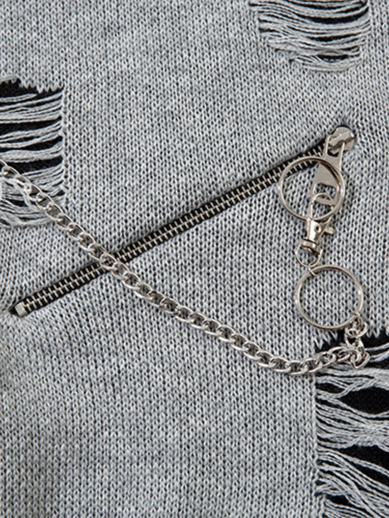 Men's Distressed Chain Detail Oversized Sweater