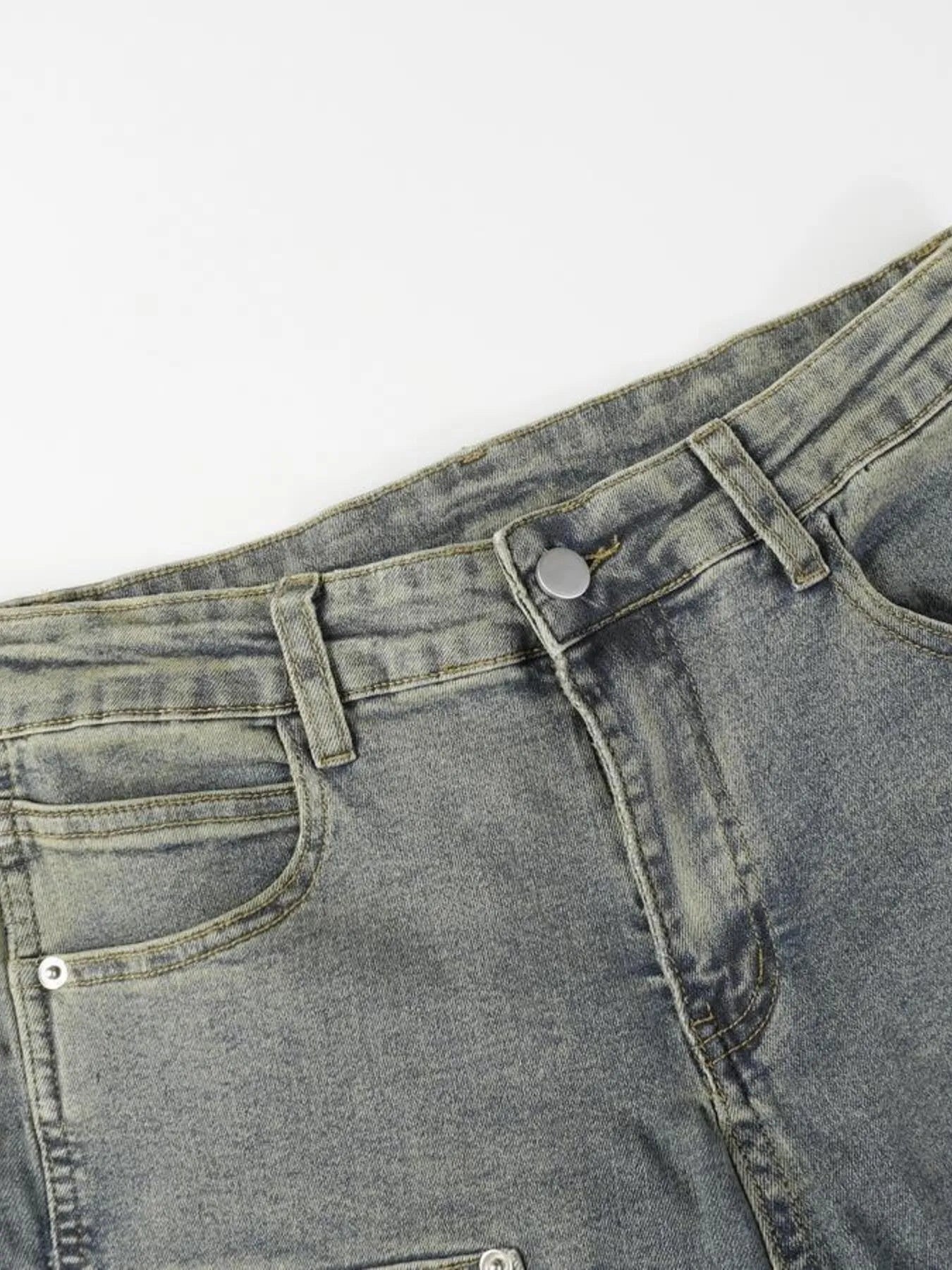 Men's High Waist Straight Leg Cargo Jeans