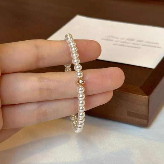 Floral Pearl Beaded Bracelet