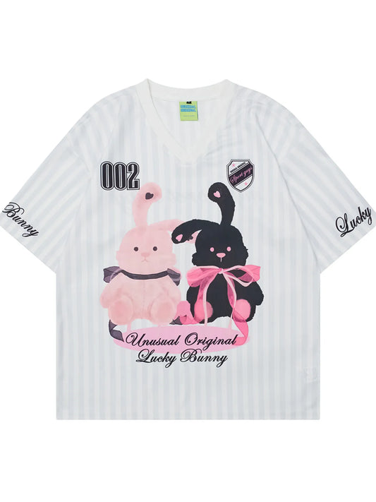 Men's Bunny Striped Short Sleeve T-Shirt