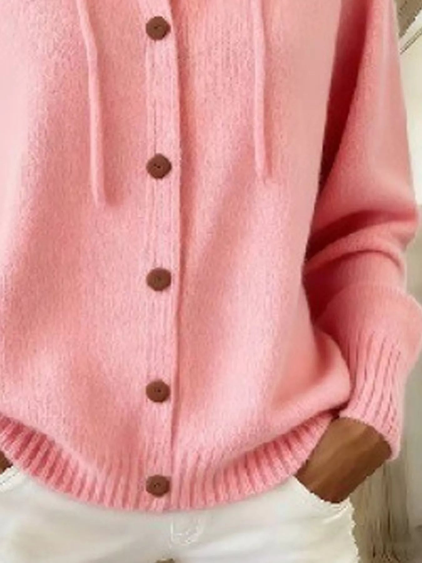 Hooded Button-Up Cardigan