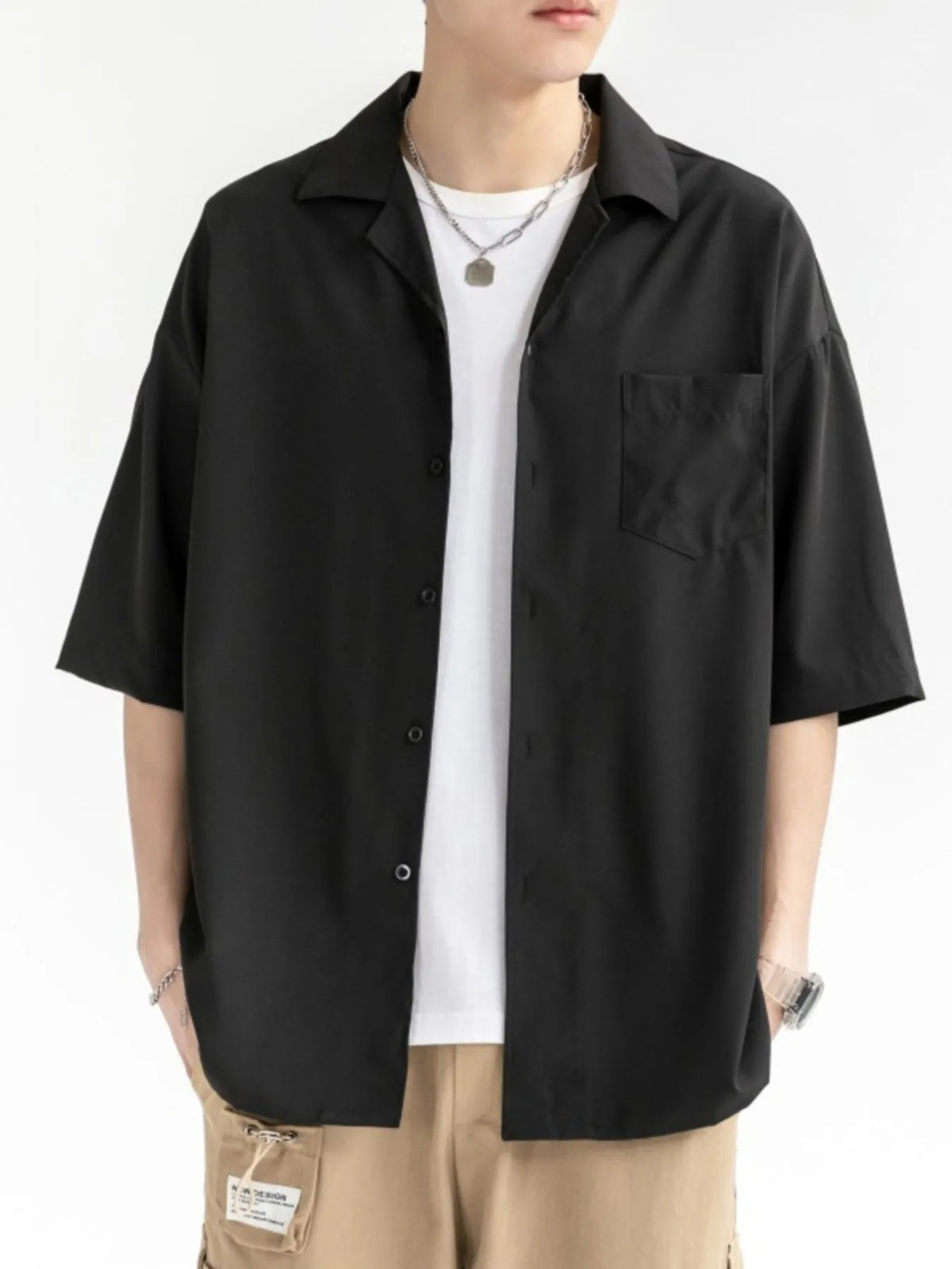 Men's Plus Size Button Up Half Sleeve Shirt