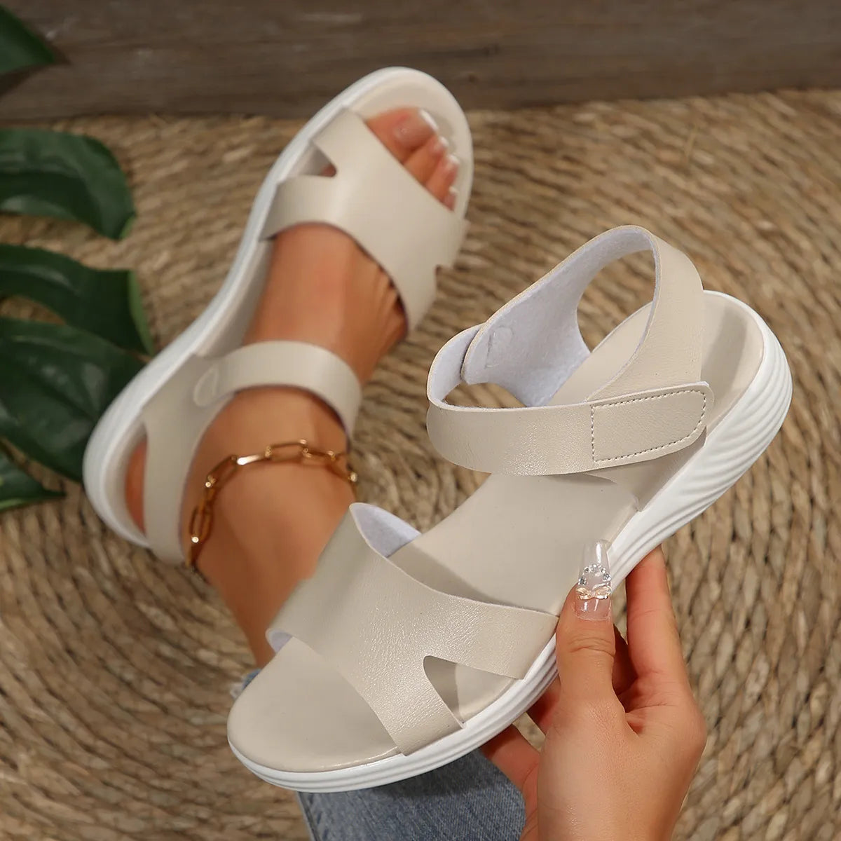 Open Toe Sandals with Ankle Strap