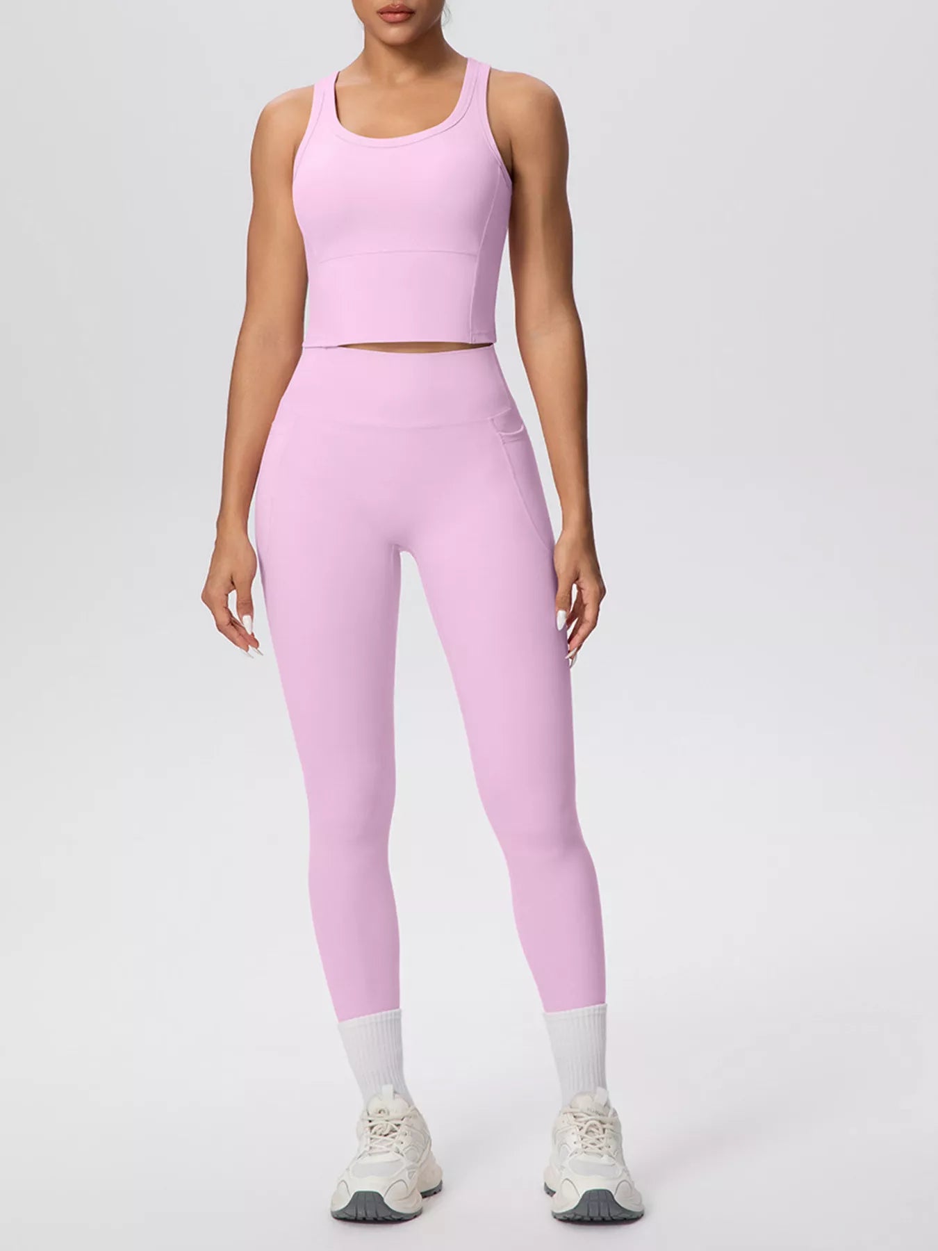 Scoop Neck Tank and High-Waisted Leggings Active Set