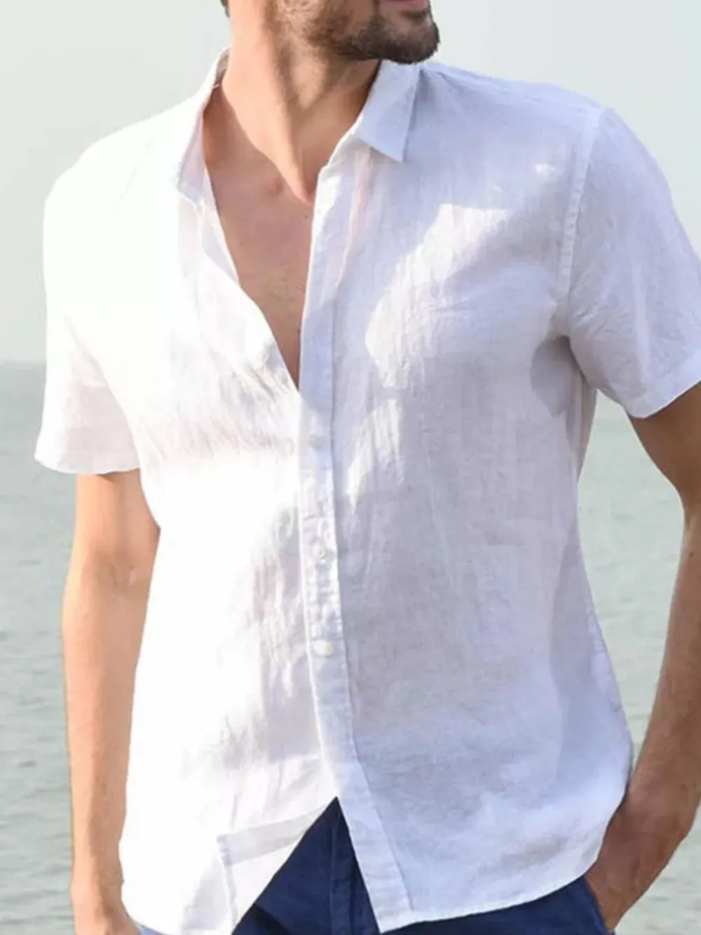 Men's Full Size Button Down Short Sleeve Shirt Plus Size