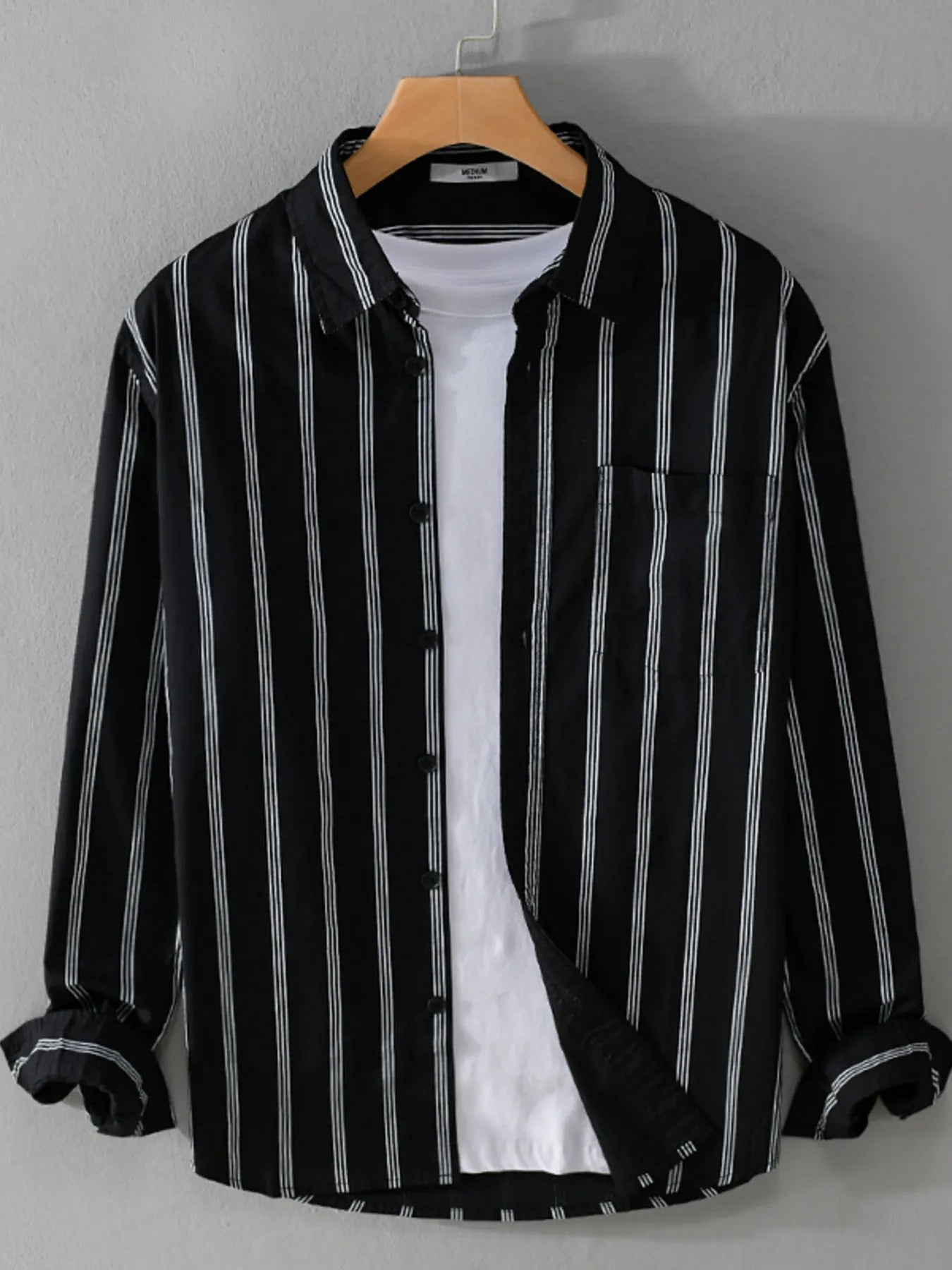 Men's Plus Size Striped Button-Down Shirt