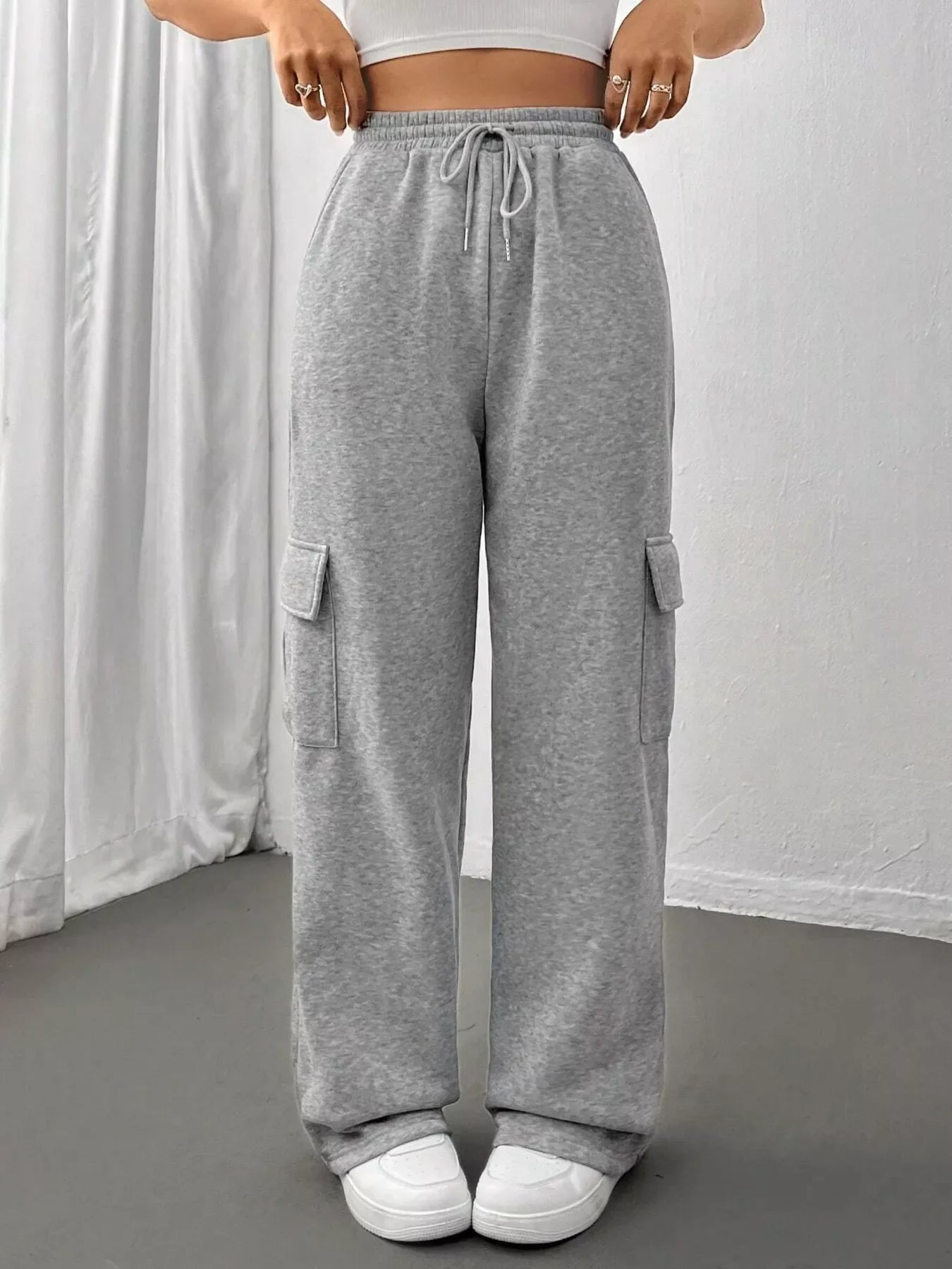 Relaxed Fit Pants with Drawstring Waist