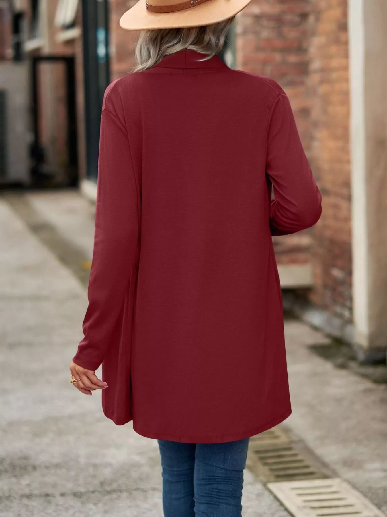 Open-Front Dropped Shoulder Cardigan