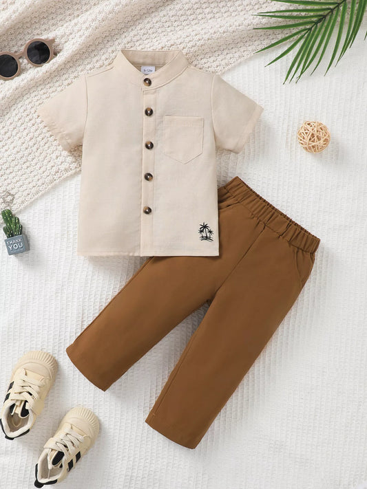 Children's Casual Button Up Shirt & Pants Set