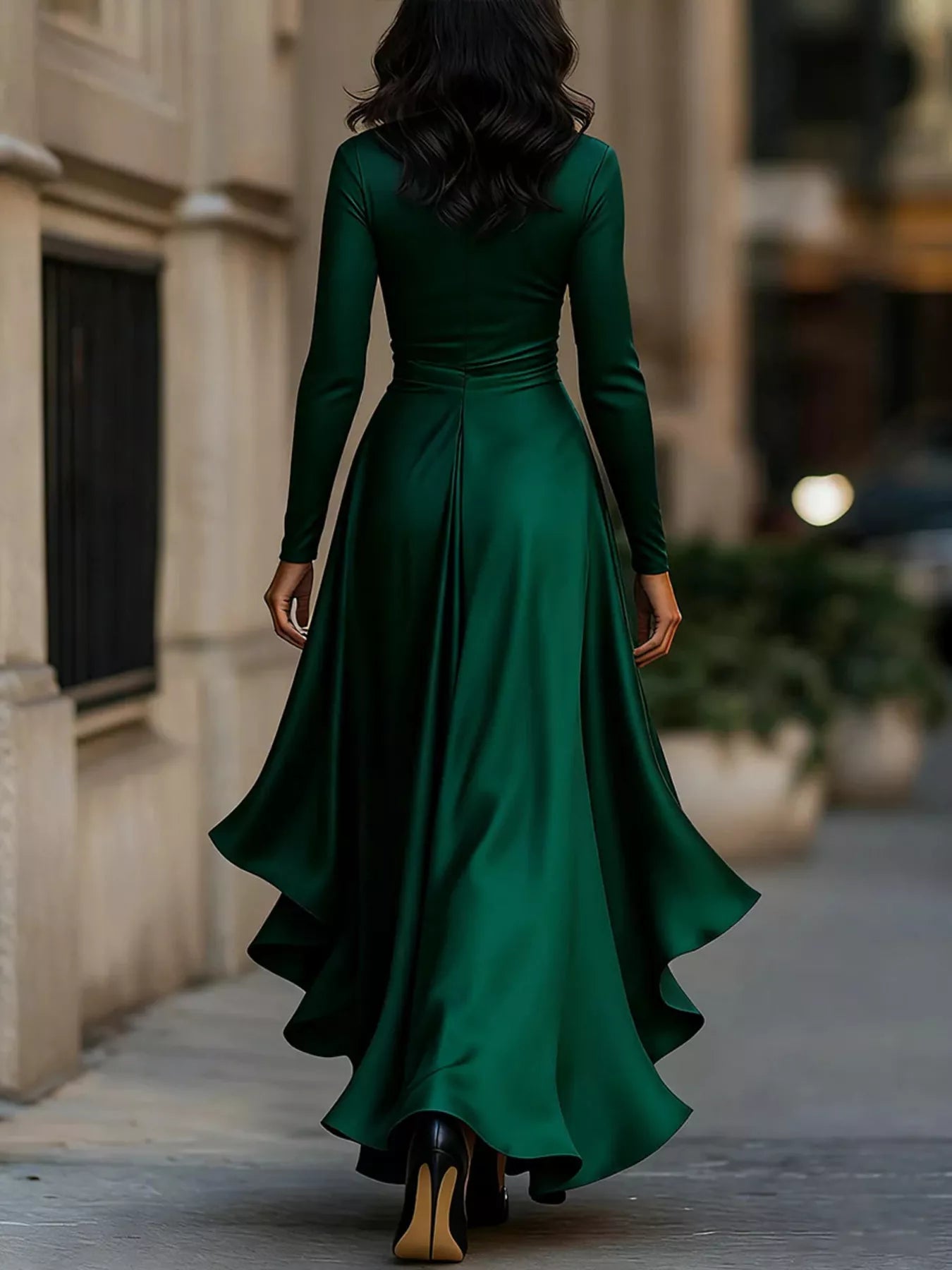 Elegant Wrap Dress with Ruffled Hem