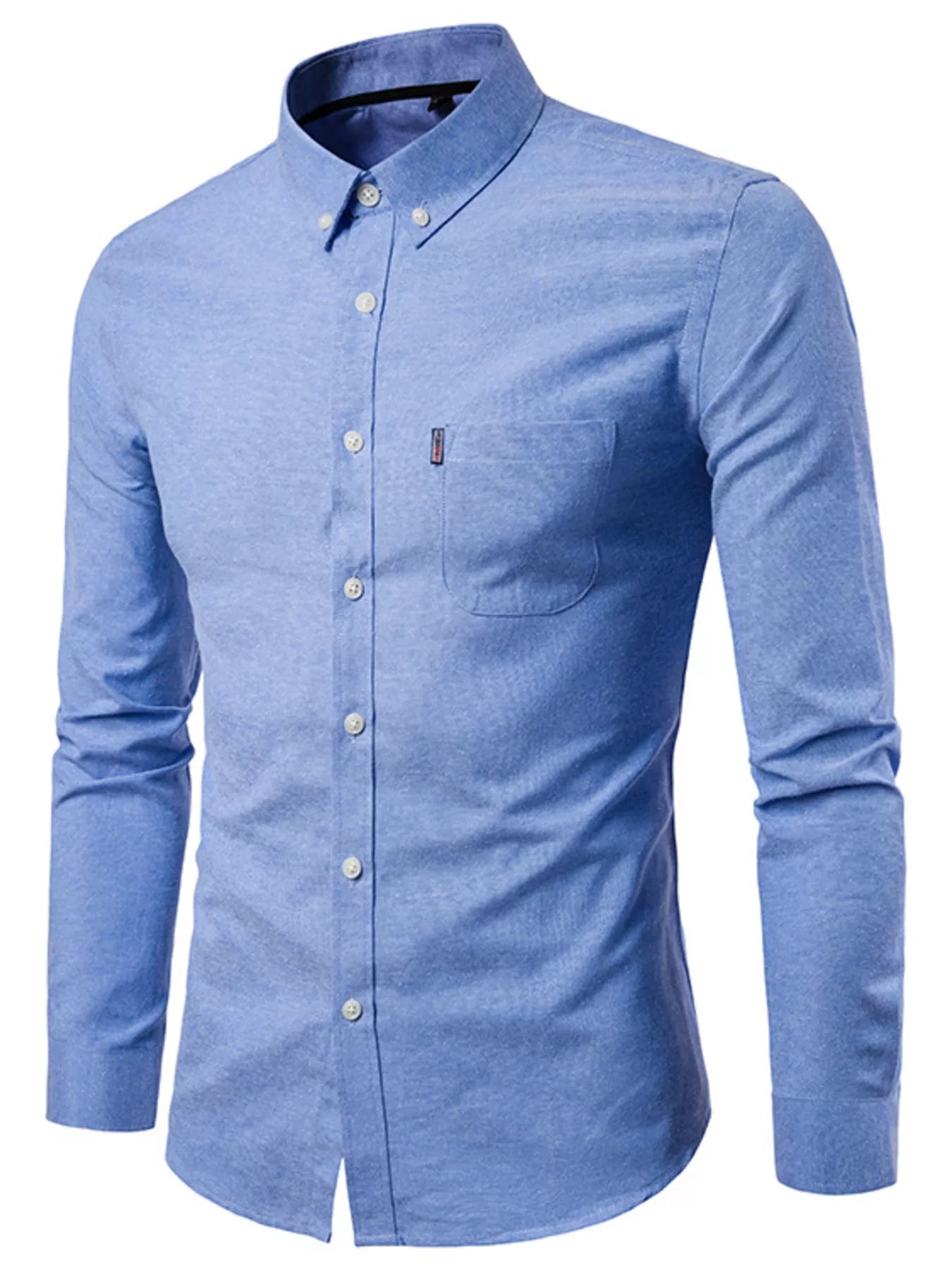 Men's Plus Size Slim Fit Long Sleeve Button-Down Shirt