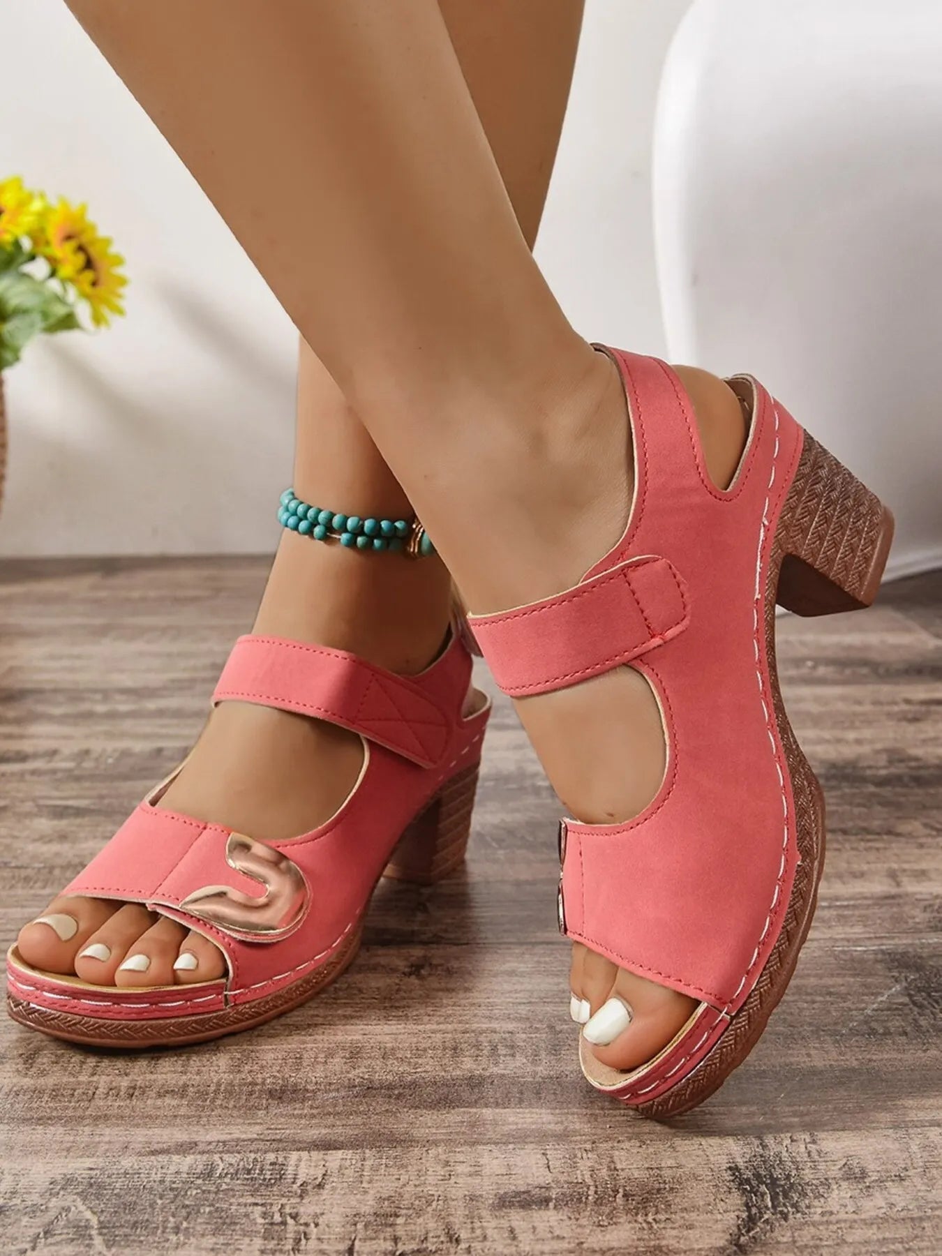 Open Toe Block Heel Sandals
