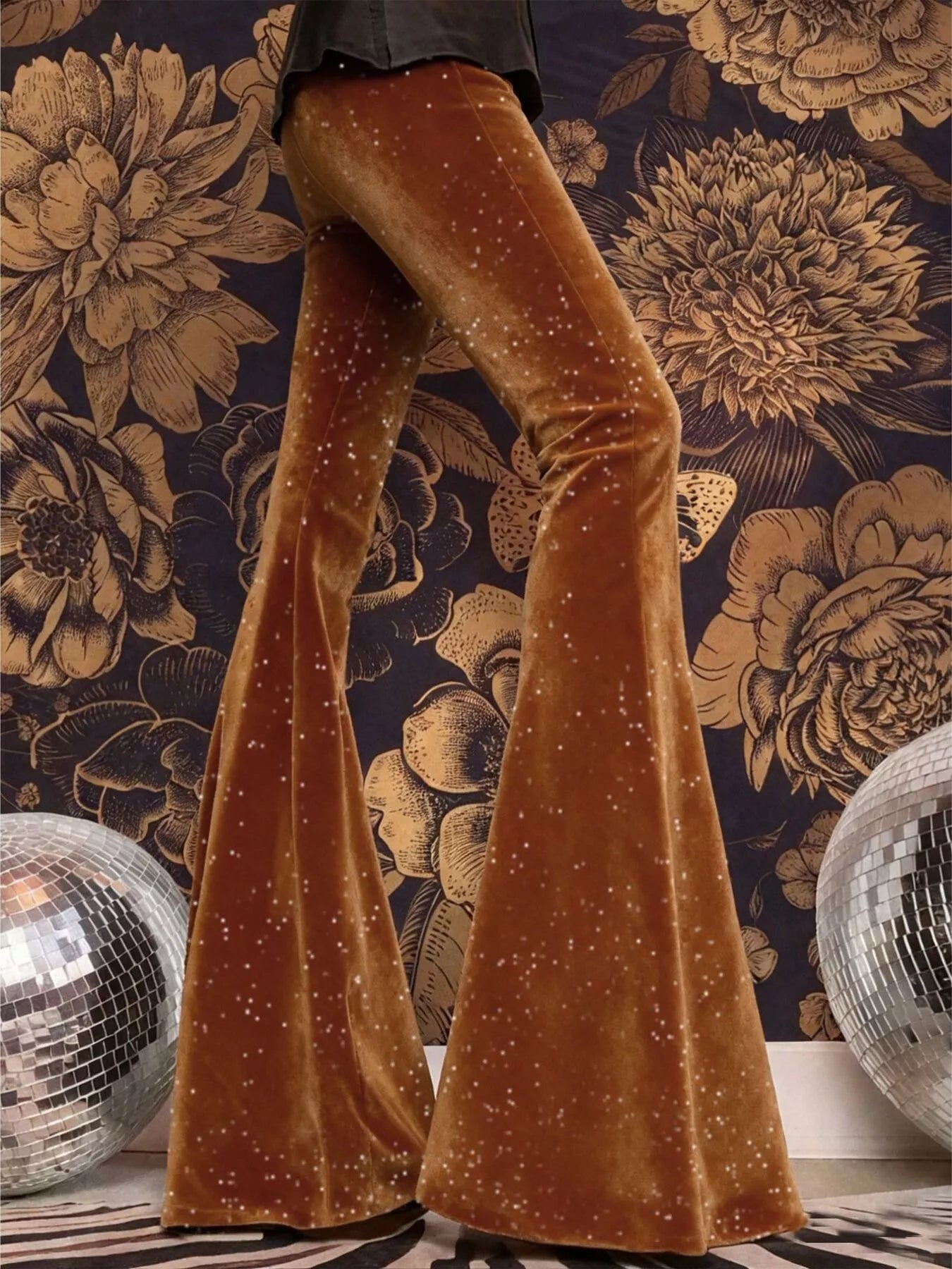 Velvet High Waist Flared Pants