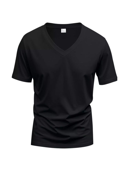 Men's Full Size Slim Fit V-Neck Basic T-Shirt Plus Size
