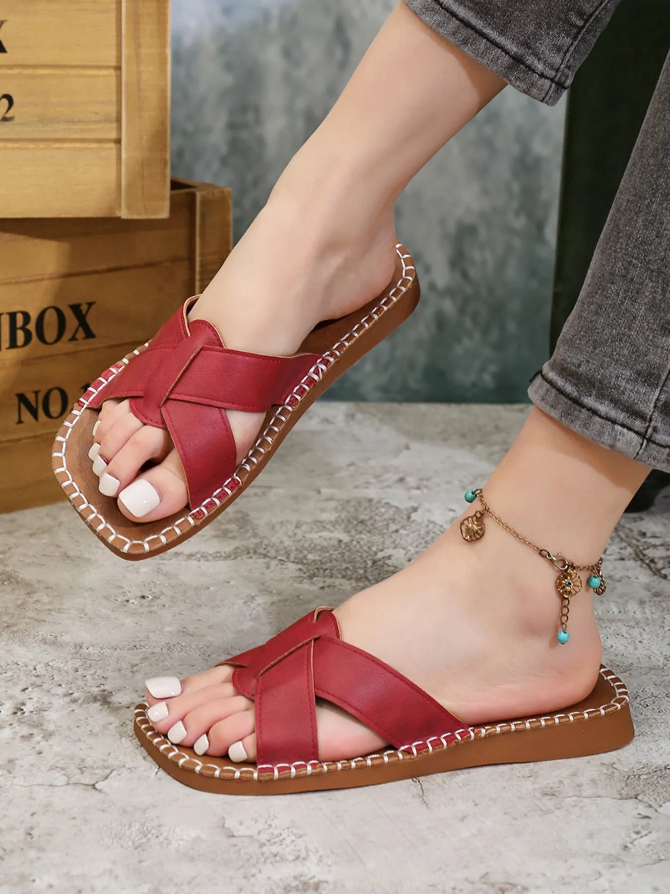 Open Toe Flats Sandals