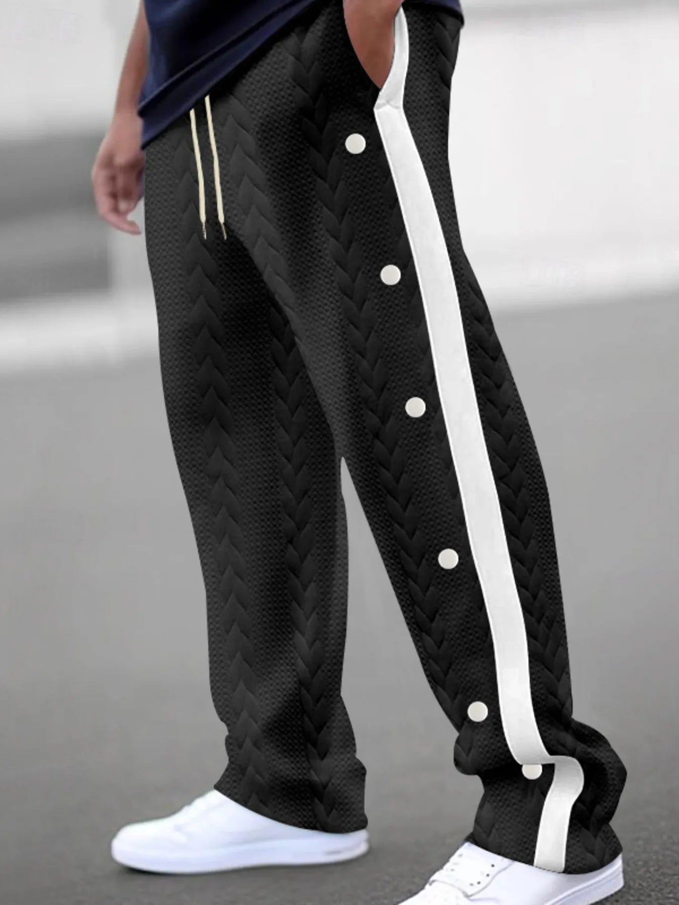 Men's Full Size Textured Drawstring Pants Plus Size