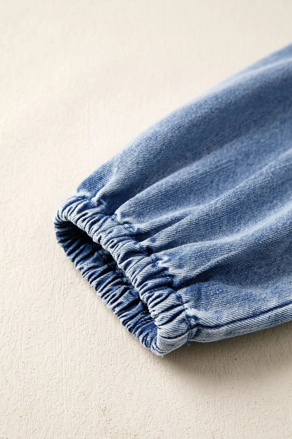 Puff Sleeve V Neck Ruffled Loose Denim Mini Dress